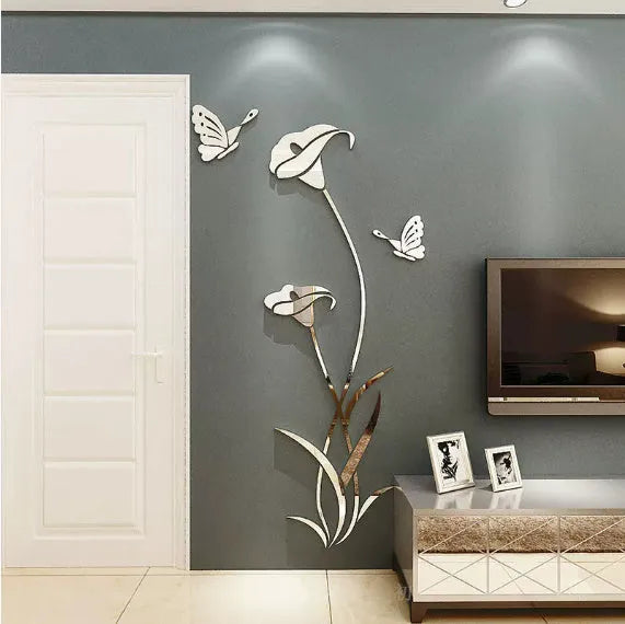 Lily 3D stereo clear acrylic wall sticker in multiple sizes and colour options