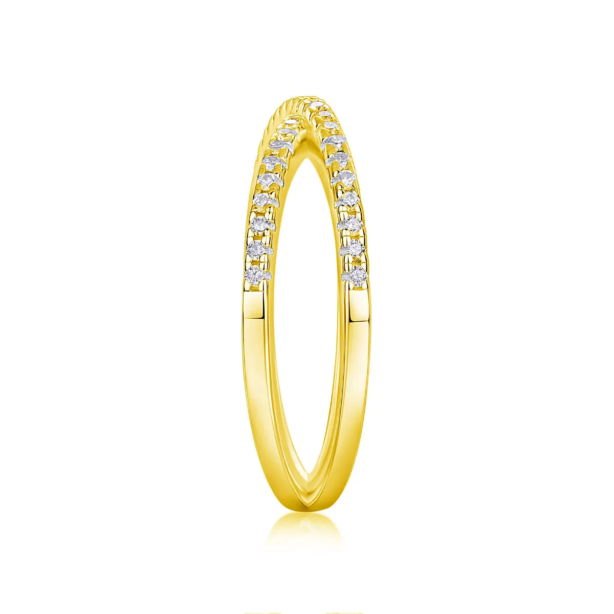 Love Interwoven moissanite wedding ring set in gold S925 silver with platinum plating on white background