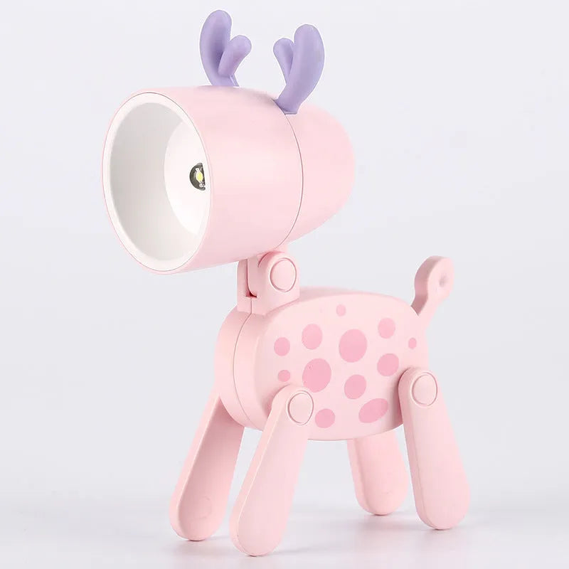 Creative handmade LED mini night lamp with PVC shade in cartoon style, battery operated with button switch