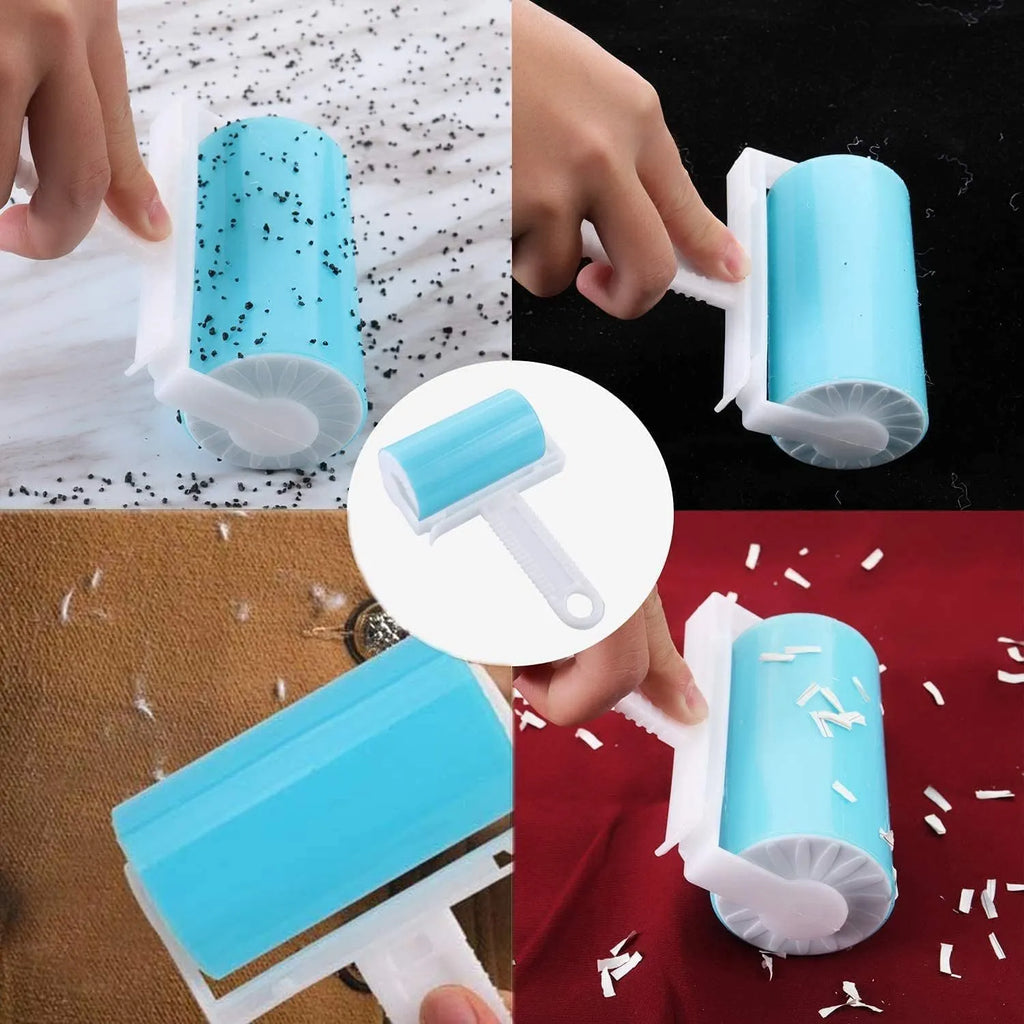 Reusable washable lint roller with protective cover for pet hair removal