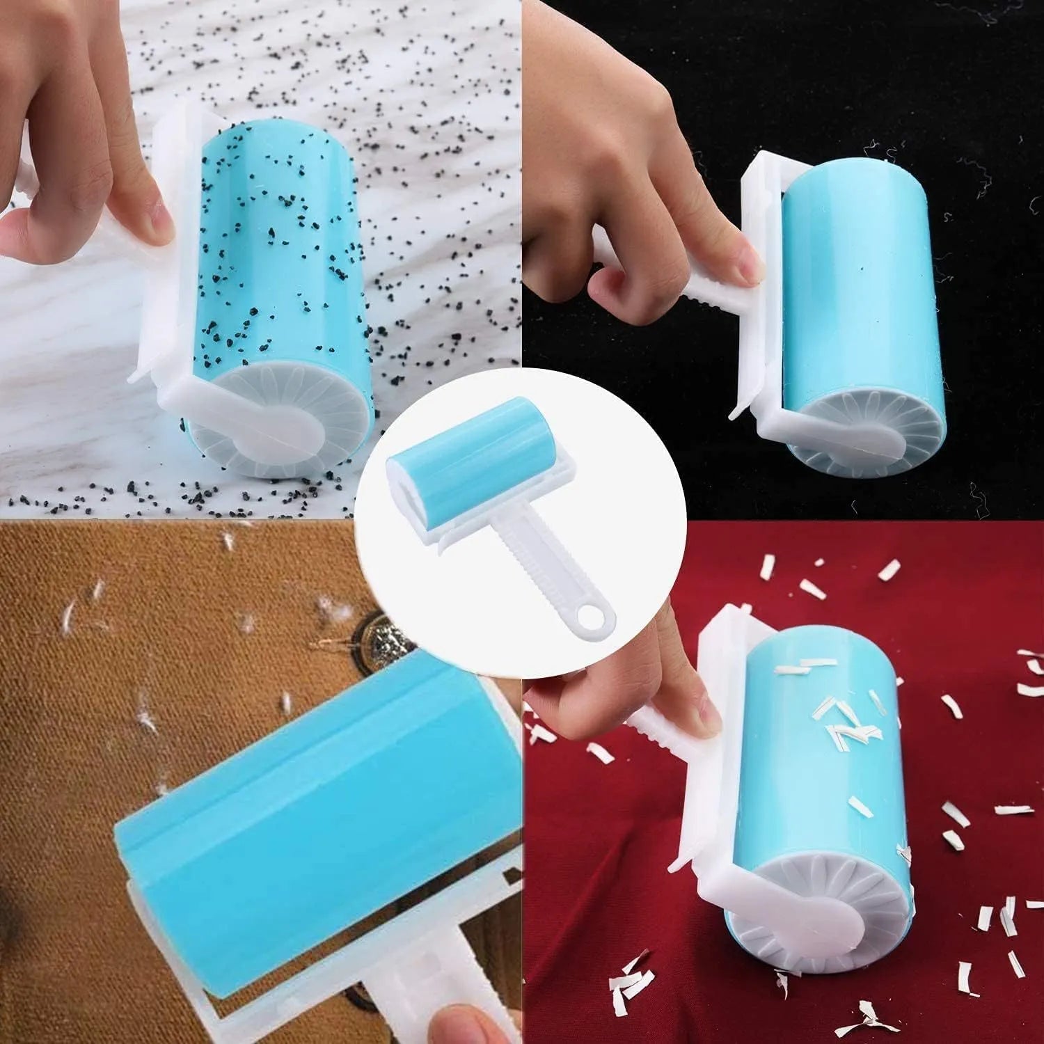 Reusable washable lint roller with protective cover for pet hair removal