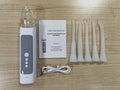 Tonsil stone removal tool set with LED light, stainless steel extractor, and silicone suction tips