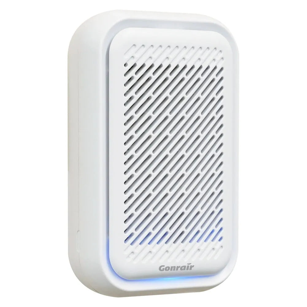 White wall-mounted air purifier with direct plug-in cord and filter screen