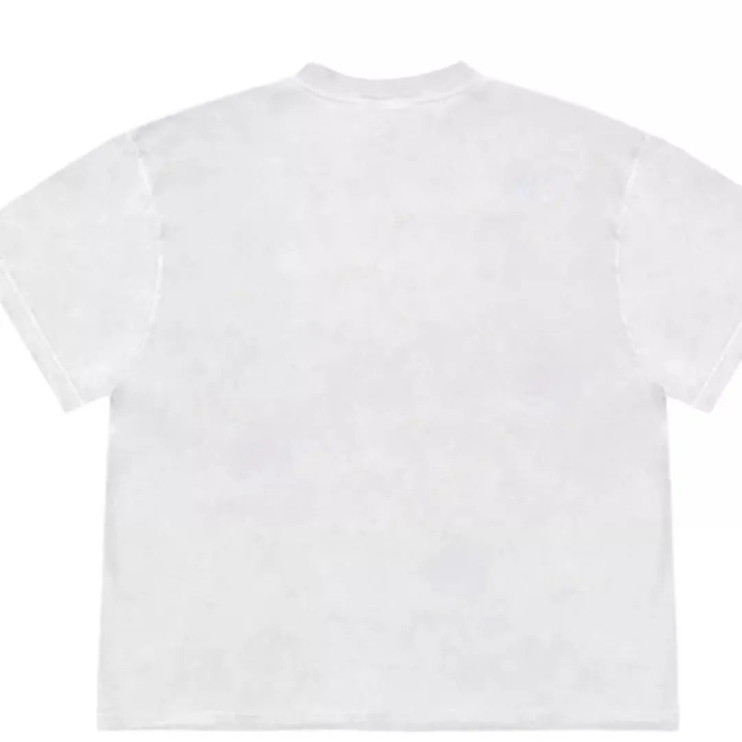 Blueberry fruit patchwork print cotton t-shirt in loose fit with short sleeves and round neck