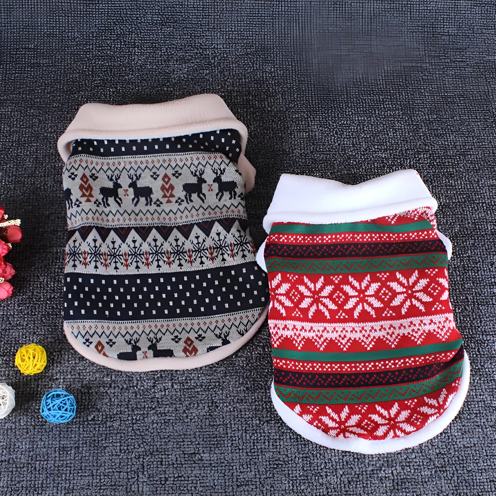 Dog Christmas fall winter cotton sweater with jacquard pattern in black and red sizes S to XXL
