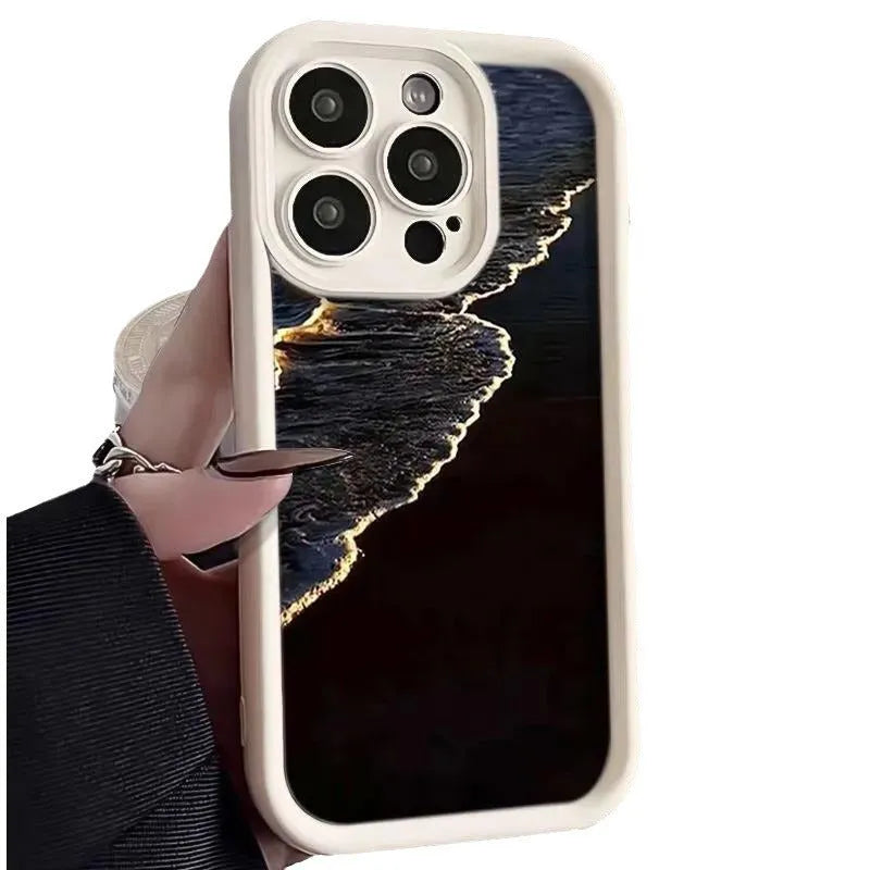 Silicone phone case for Apple iPhone with shockproof air bag design, ladder pattern, in antique white colour