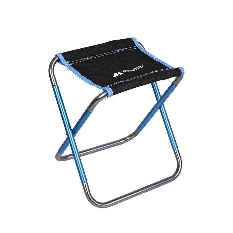 Black aluminium alloy folding camping stool with national style pattern