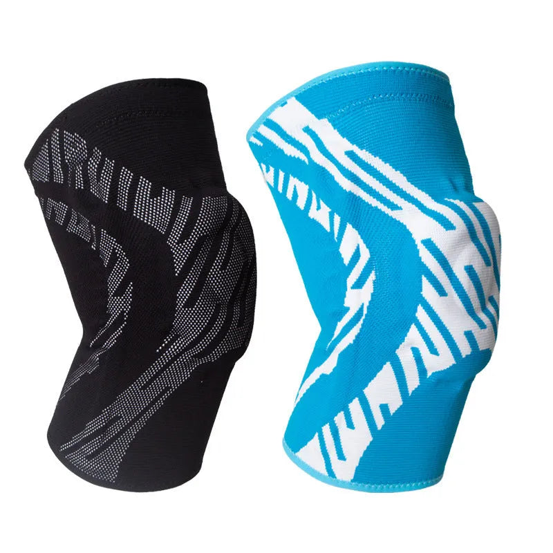 Black nylon knee pad for men showing kneecap protection design