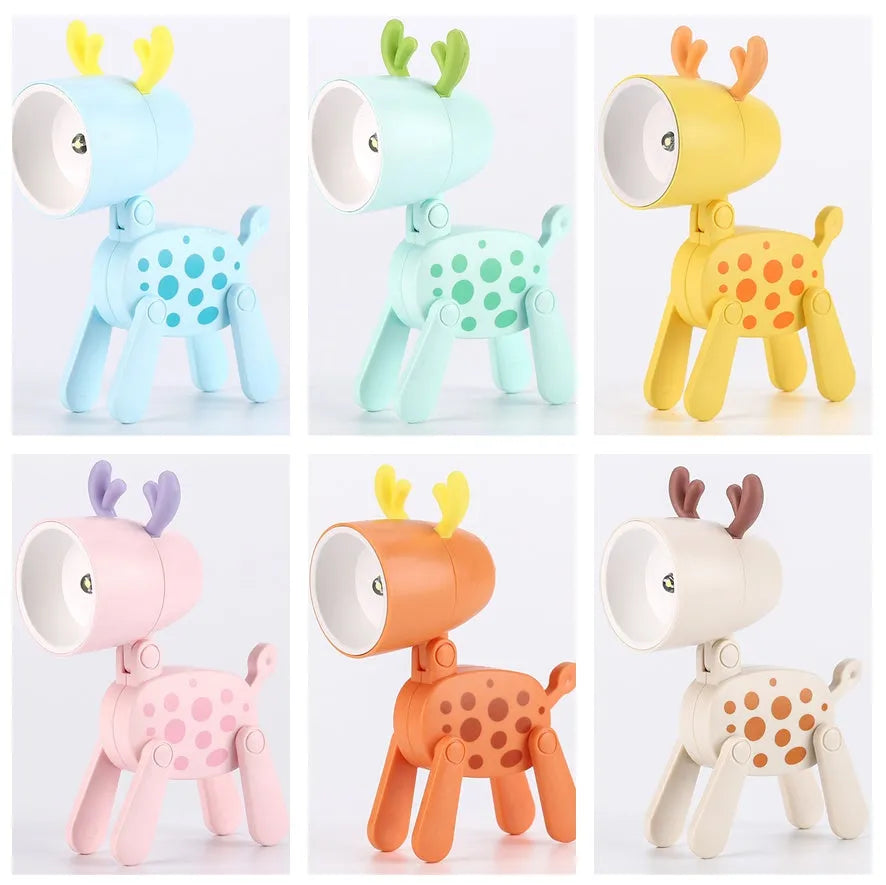 Creative handmade LED mini night lamp with PVC shade in cartoon style, battery operated with button switch