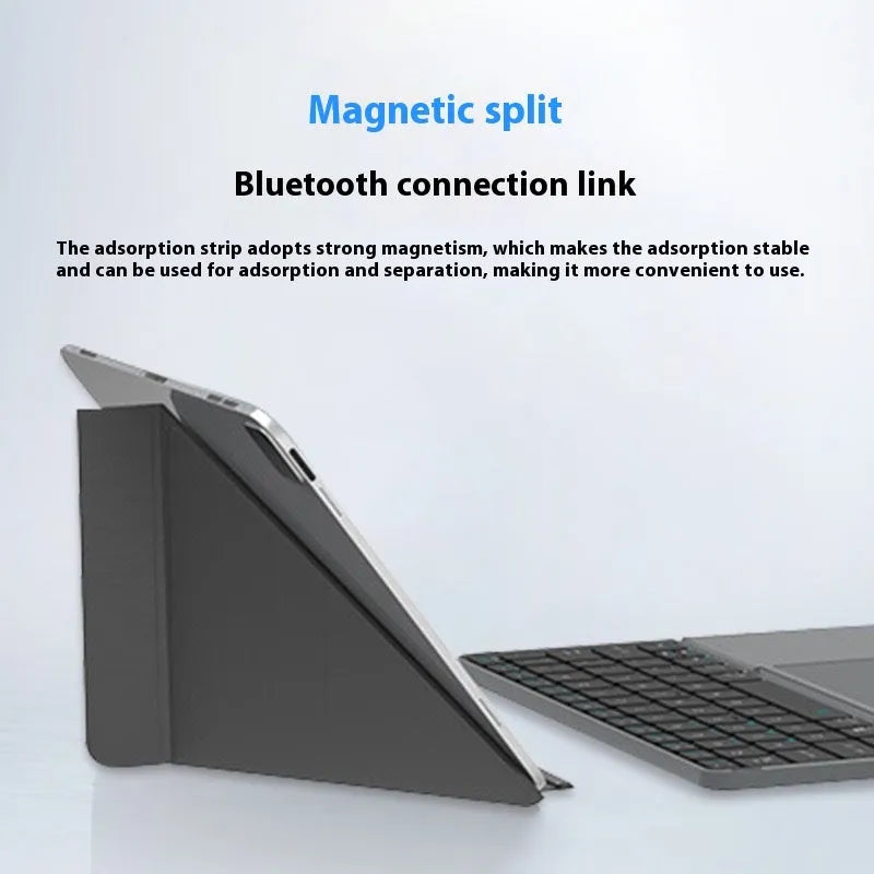 Grey wireless Bluetooth folding keyboard for mobile phones and tablets