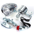 Silver bicycle dynamo generator light modification set for front fork or frame mounting