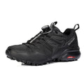 Men's beige outdoor hiking shoes with elastic band and rubber sole for off-road sports.