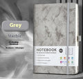 A5 PU leather strap notebook with horizontal lines available in marble and skin-feeling colours like black, blue, and gold