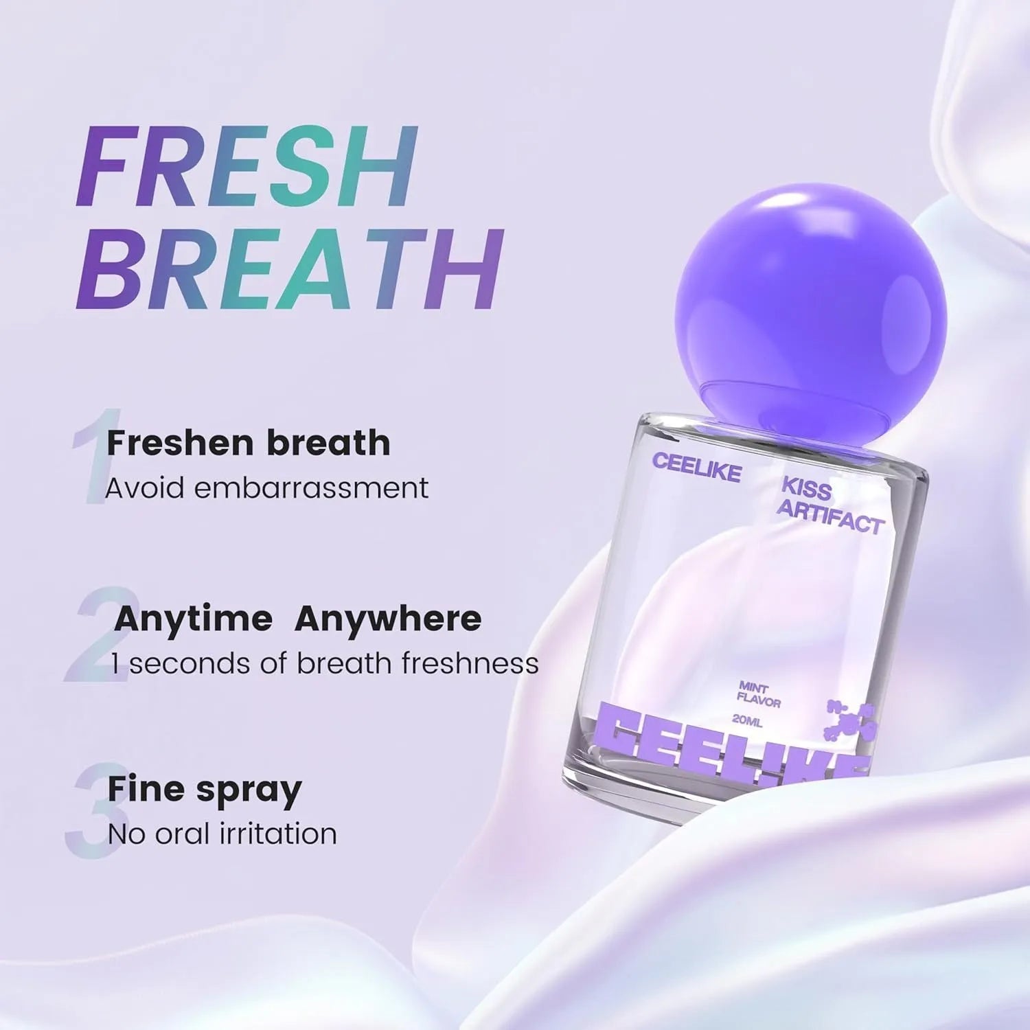 20ml portable oral spray bottle with pump dispenser for body care hydration
