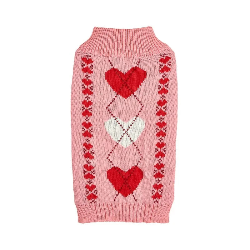Ins style acrylic dog sweater with decorative bow and love heart design in multiple colour options