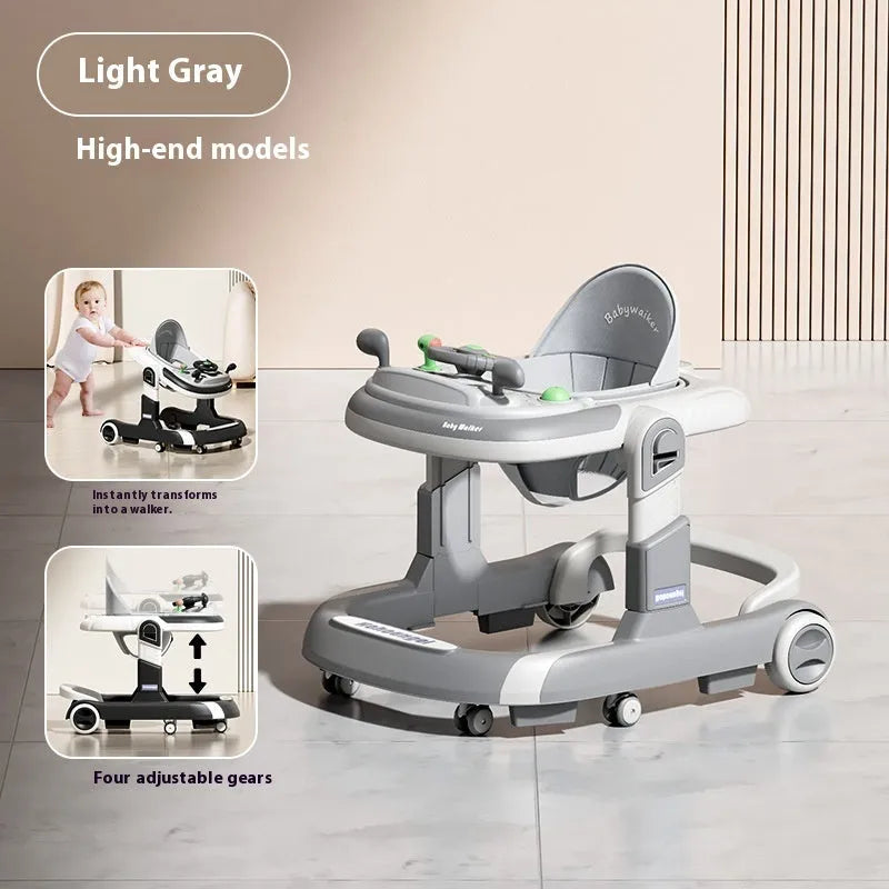 Baby walker lightweight folding anti-rollover with black plate music pattern and sunshade