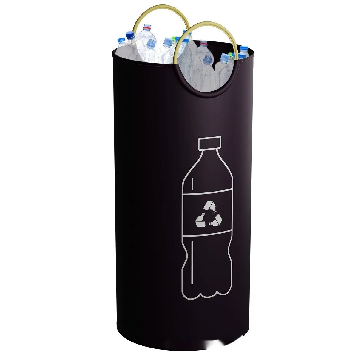 Round portable plastic trash can with dimensions 38cm diameter by 72cm height