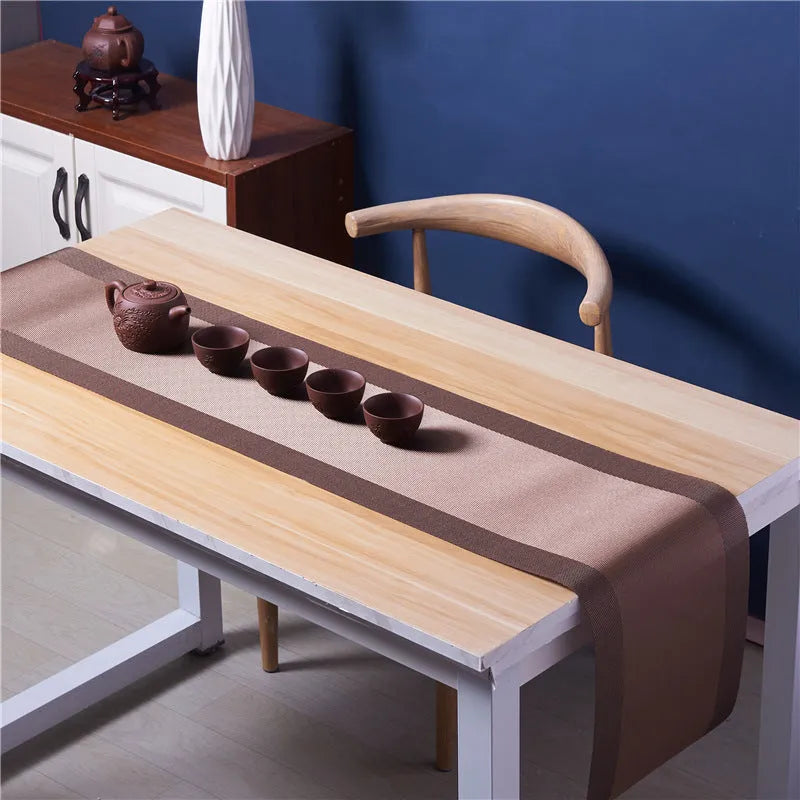 PVC kitchen sink mat with gradient bamboo pattern in modern design showing two size options