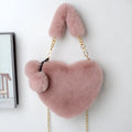 Heart-shaped plush women's handbag with single shoulder strap in Valentine's Day style