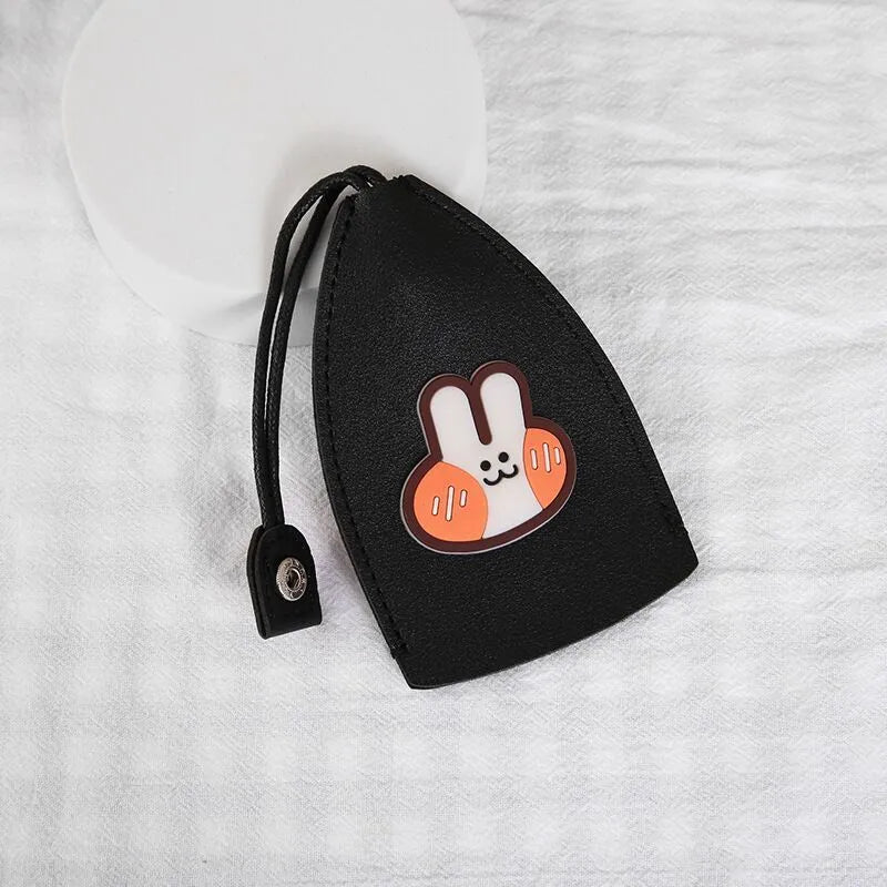 Cartoon design pull-out key case for car keys in PU leather.