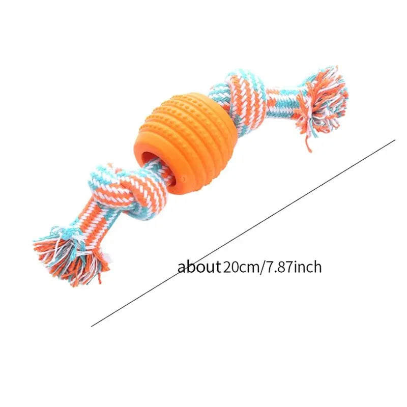 Cotton rope double knot ball dog toy in five colours for chewing and teeth cleaning