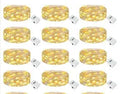 LED waterproof firefly string lights with warm white bulbs in 1m length on a dark background