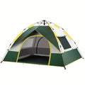 Dark green silver glue automatic quick-open camping tent for 3-4 people with storage bag and accessories