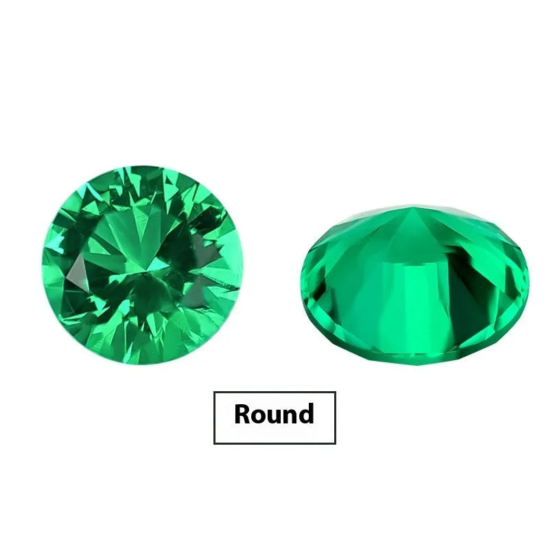 Loose cultivated emerald gemstone in Columbia green treasure colour on a white background.