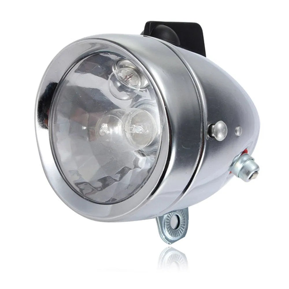 Silver bicycle dynamo generator light modification set for front fork or frame mounting