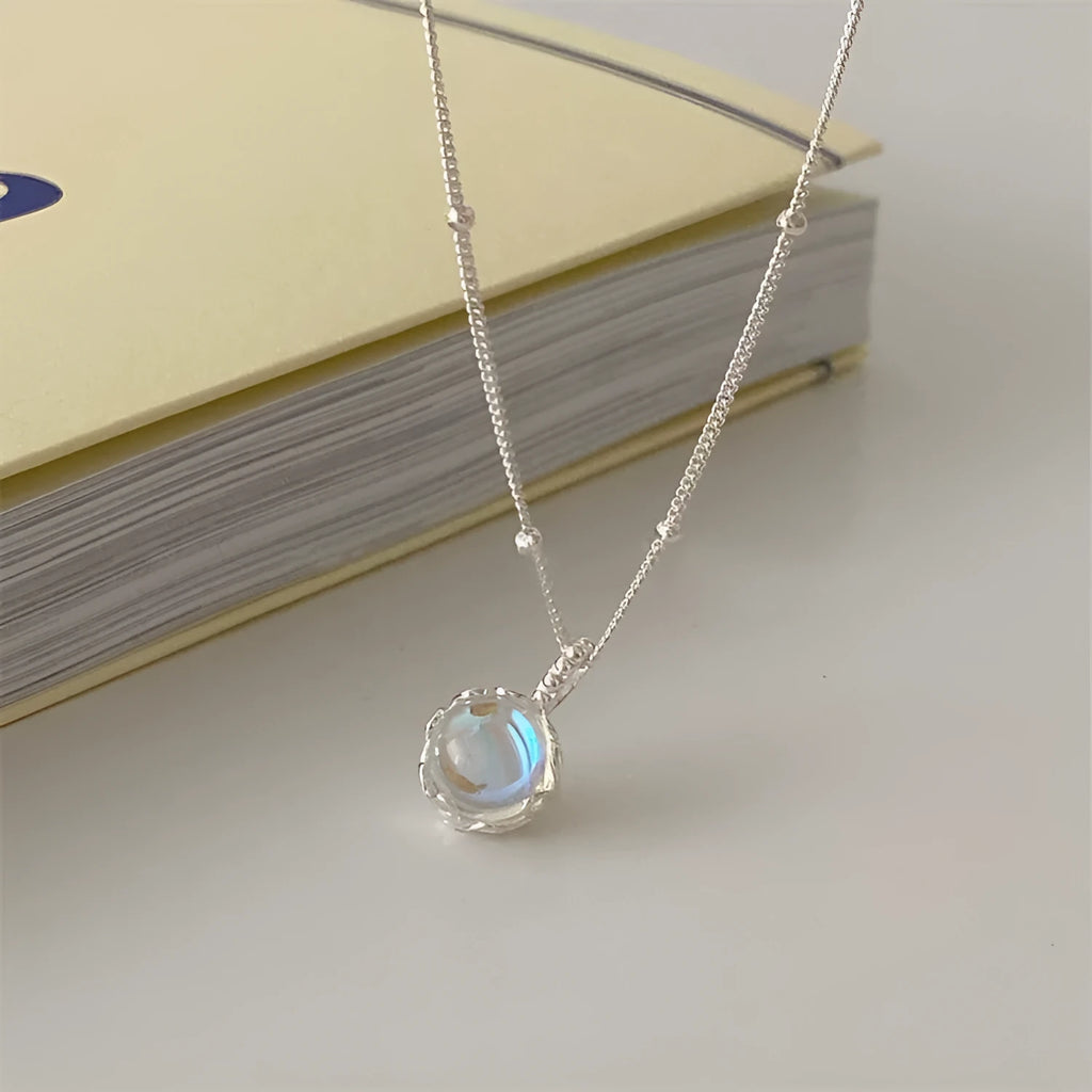 925 silver geometric pendant necklace with adjustable curb chain for women