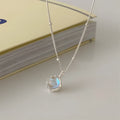 925 silver geometric pendant necklace with adjustable curb chain for women