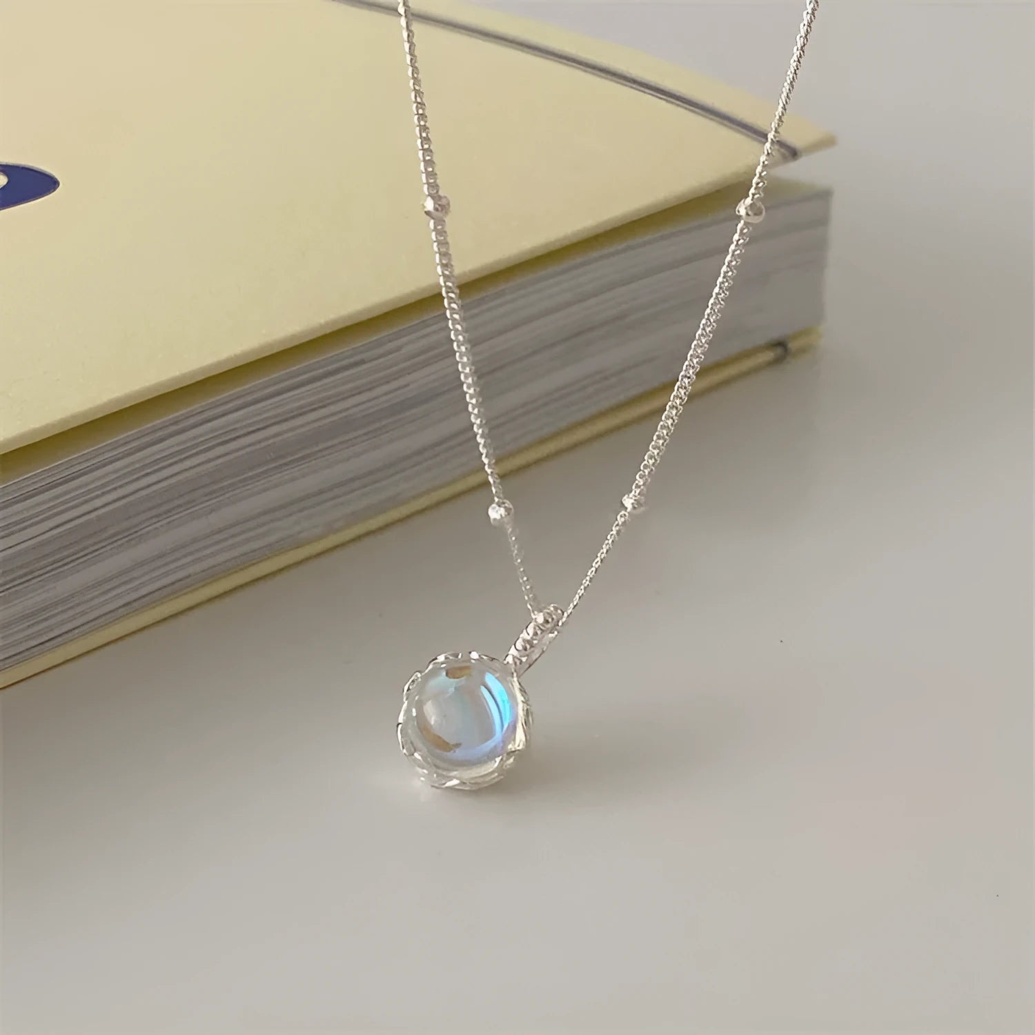 925 silver geometric pendant necklace with adjustable curb chain for women