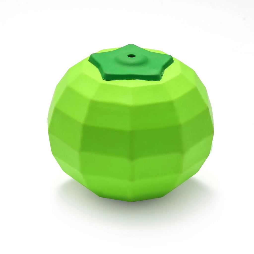 Green natural rubber squeaky dog ball toy for large breed aggressive chewers