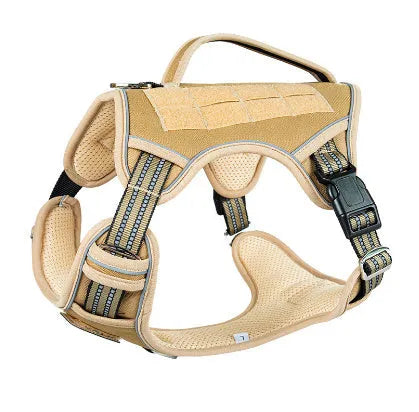 Working dog tactical chest strap harness in Oxford cloth with adjustable sizing and camouflage colour options