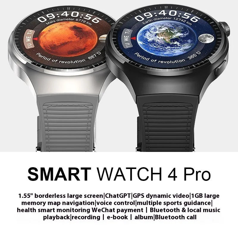 Smartwatch with TFT screen heart rate blood pressure monitoring Black Steel
