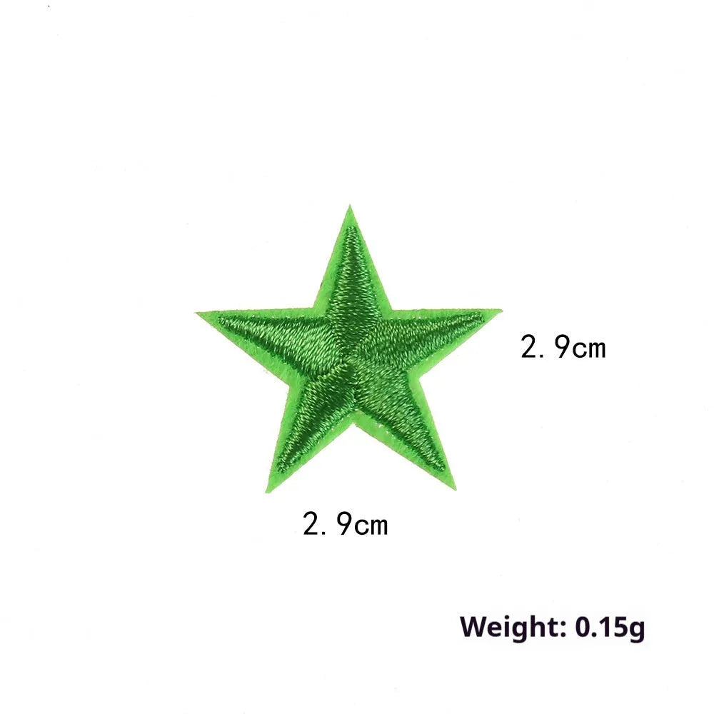 Colourful five-pointed star cloth embroidery stickers for DIY fabric decoration