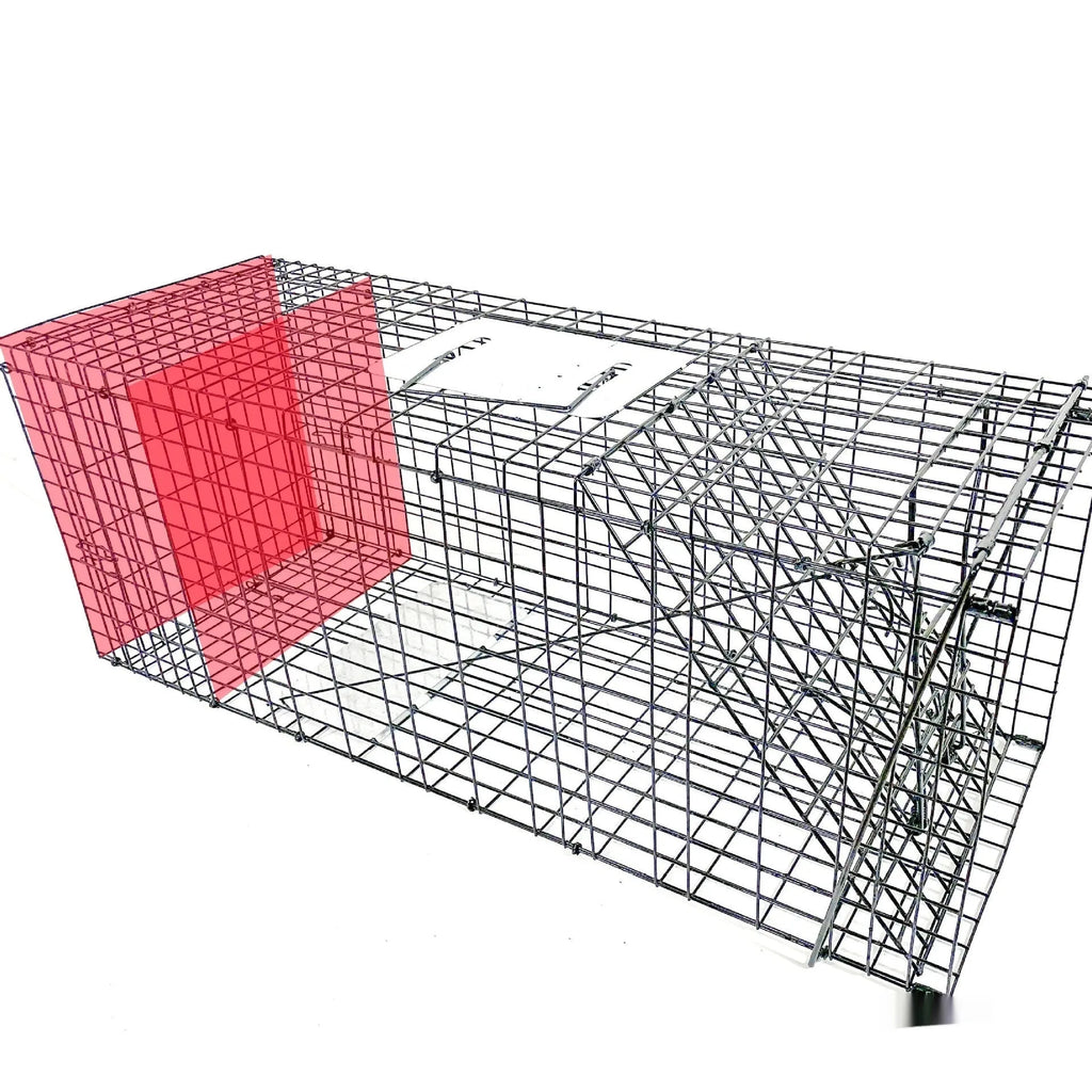 Fully automatic foldable cat trap cage galvanised steel 60x20x18cm with pedal mechanism on grass