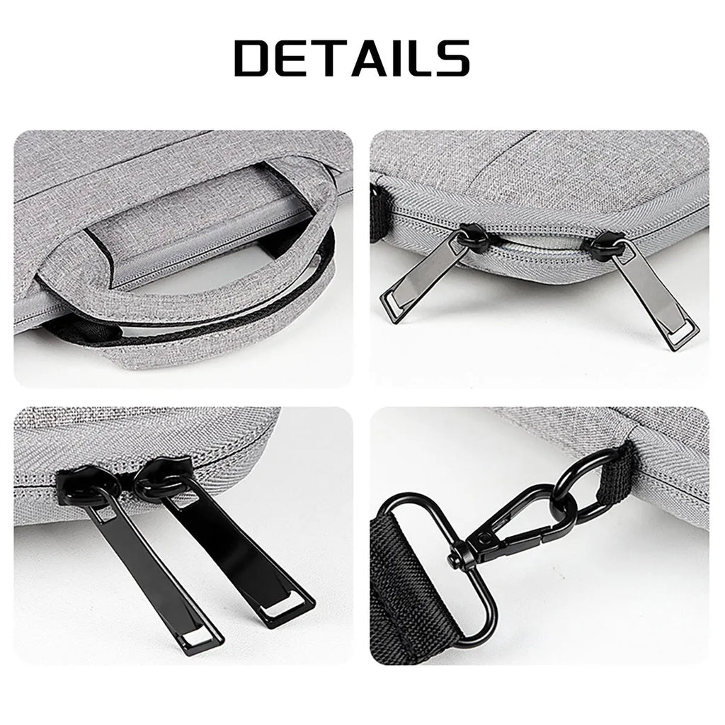 Water-repellent laptop bag with shoulder strap, available in multiple sizes and colours