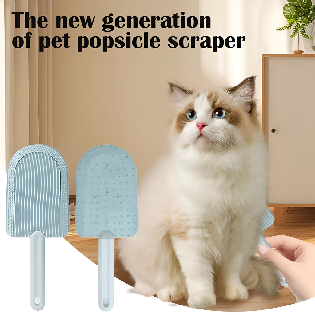 Soft silicone foldable pet hair brush in green, blue and yellow, used for grooming cats and dogs