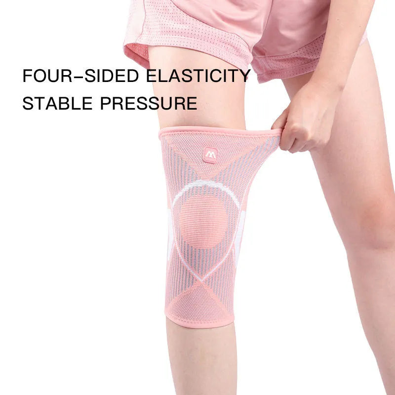 Knee compression sleeve with non-slip silicone stripes for knee pain relief and recovery, black, side view