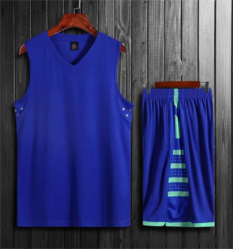 Breathable black and white sports vest and trousers set for basketball training.