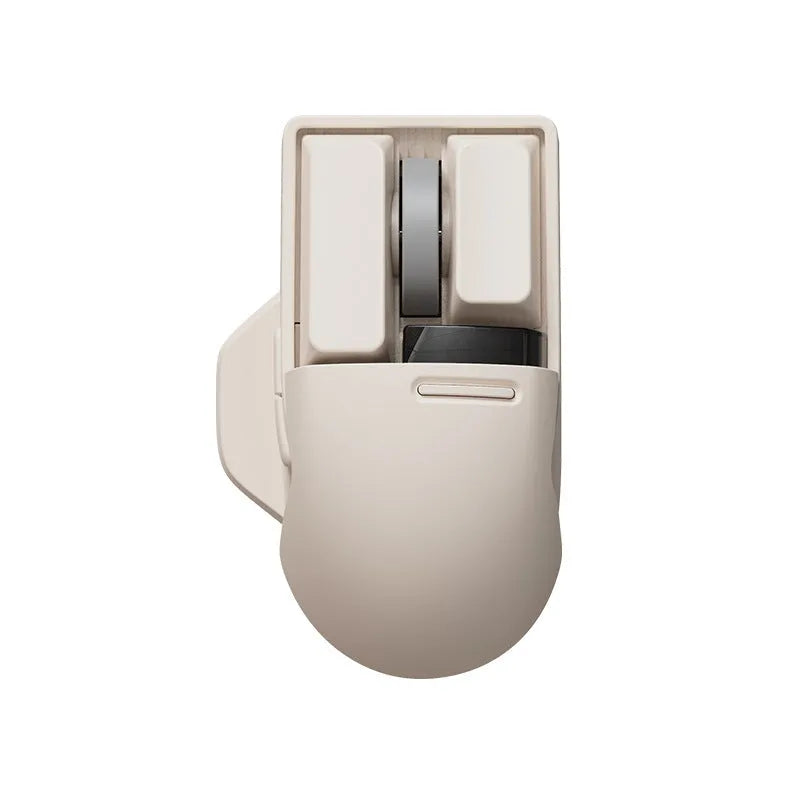 Soft tofu coloured wireless ergonomic mouse with USB-C cable and 2.4G receiver