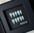 Blue plastic shell nail stickers set with four size options XS S M L