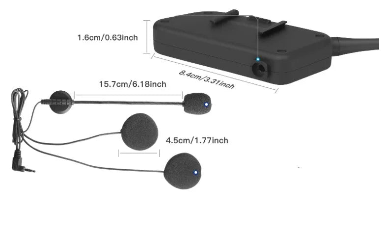 Motorcycle helmet Bluetooth intercom V6 Pro with mounting accessories and 800 metre communication range