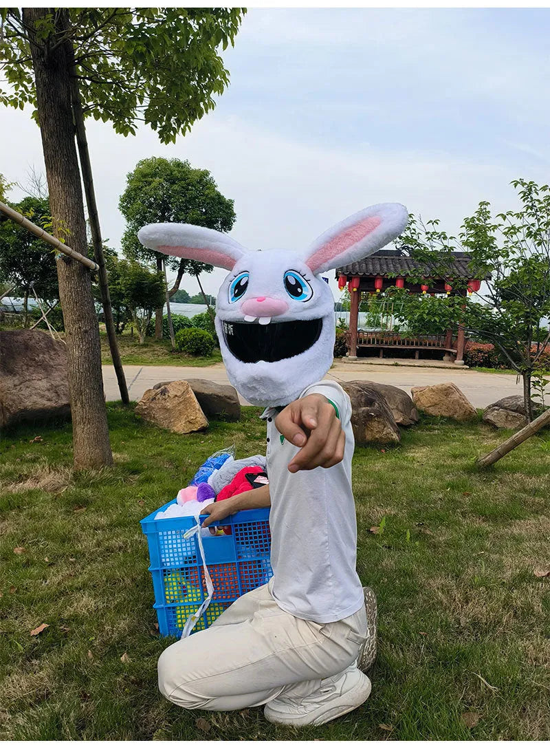 White rabbit head decorative cover for electric motorcycle helmets