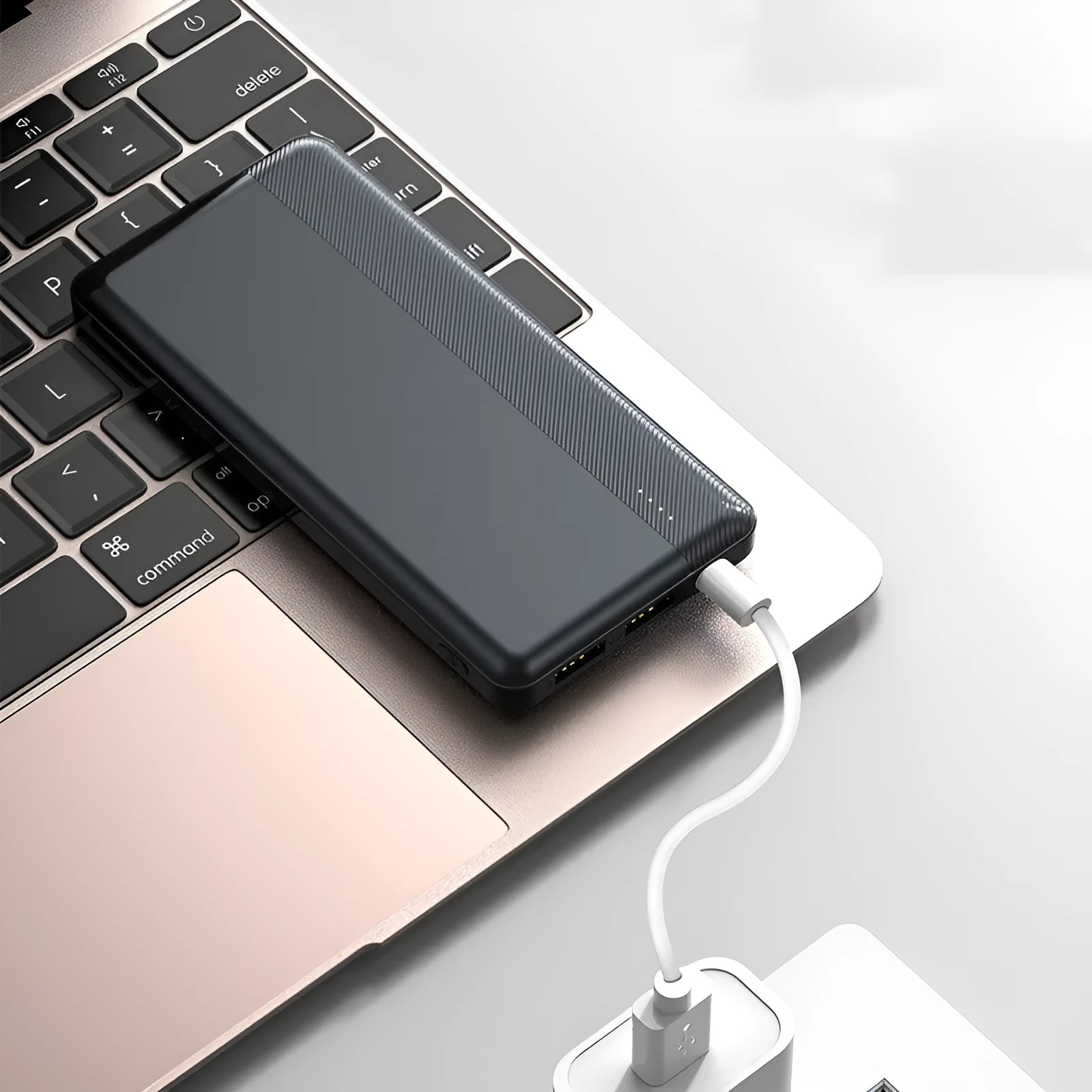 20000mAh portable power bank in black with USB ports