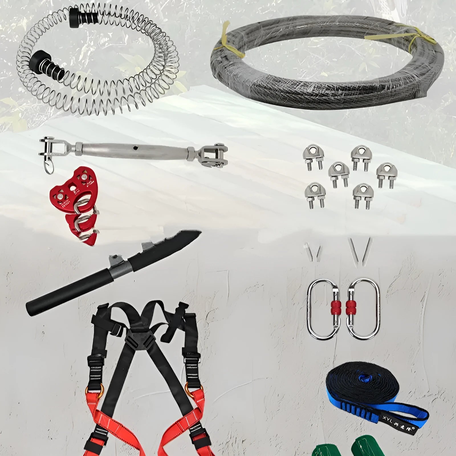 10 metre children's suit pulley slide rope with alloy steel components and safety belt retractor
