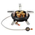 Portable windproof gas stove for camping and picnic use, black colour, compact design for 1-2 person outdoor cooking