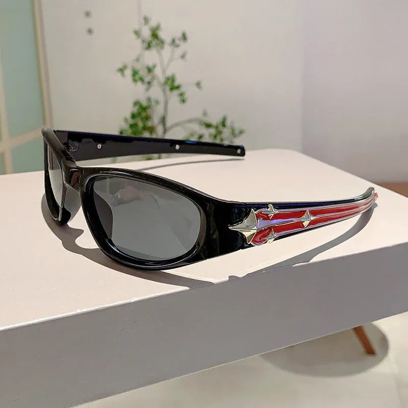 Windproof sports sunglasses with PC lenses available in multiple colour combinations