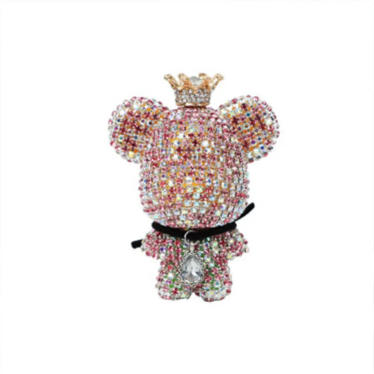 Creative rhinestone diamond-studded teddy bear perfume clip for car air outlet, black colour